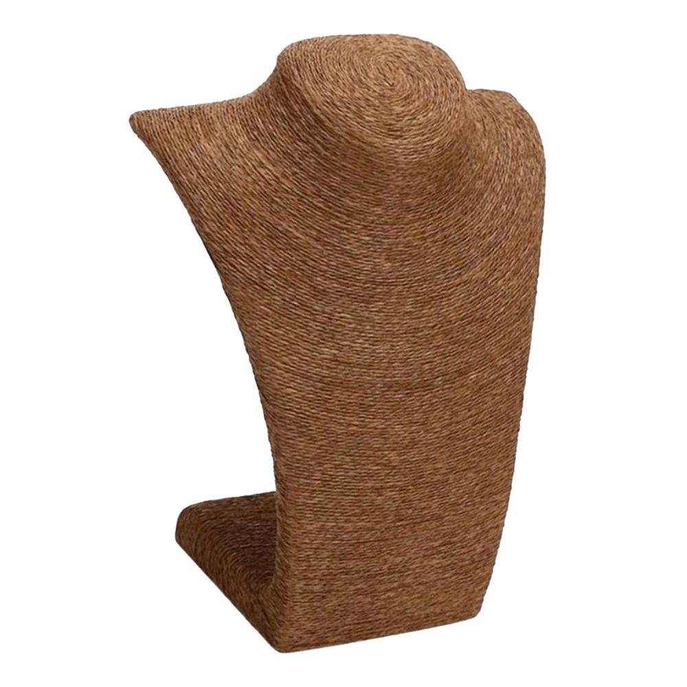 Simple Necklace Pendant Display Bust Mannequin Stand Holder Rack, Linen, Stable, 3 Sizes/6 Color: Brown L