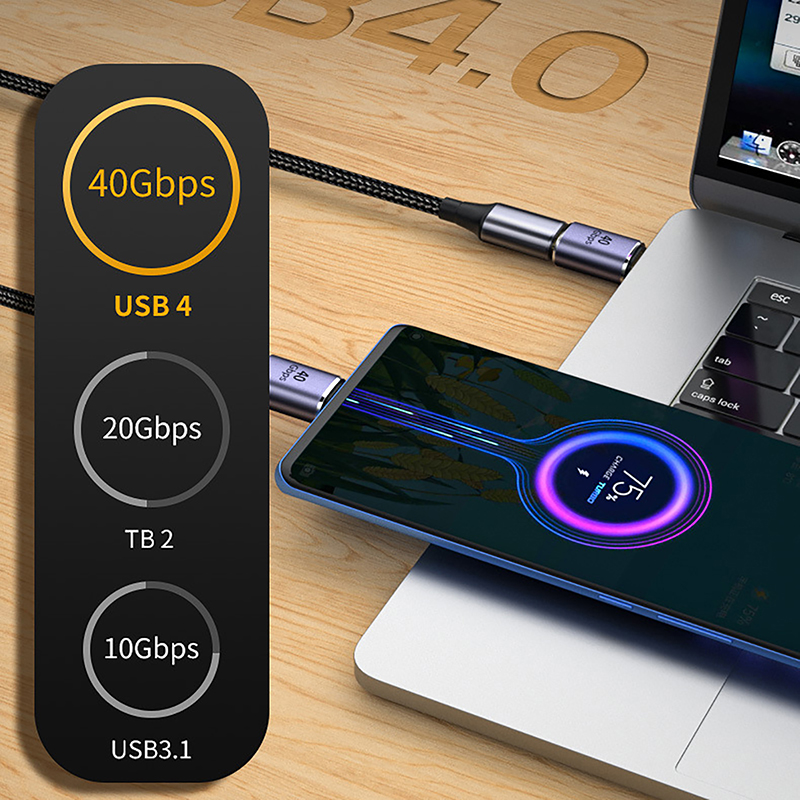 1PC USB Type-C Adapter 90 Degree Quick Charge Converter Male To Female PD Data Transfer for Macbook 40Gbps High Speed Adapter