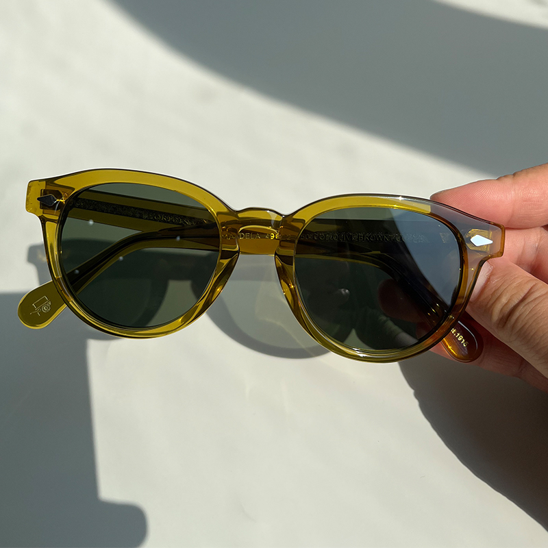 Store lemtosh maydela vintage acetat solbriller til herrer og kvinder ovale polariserede briller med stort ansigt: Brun