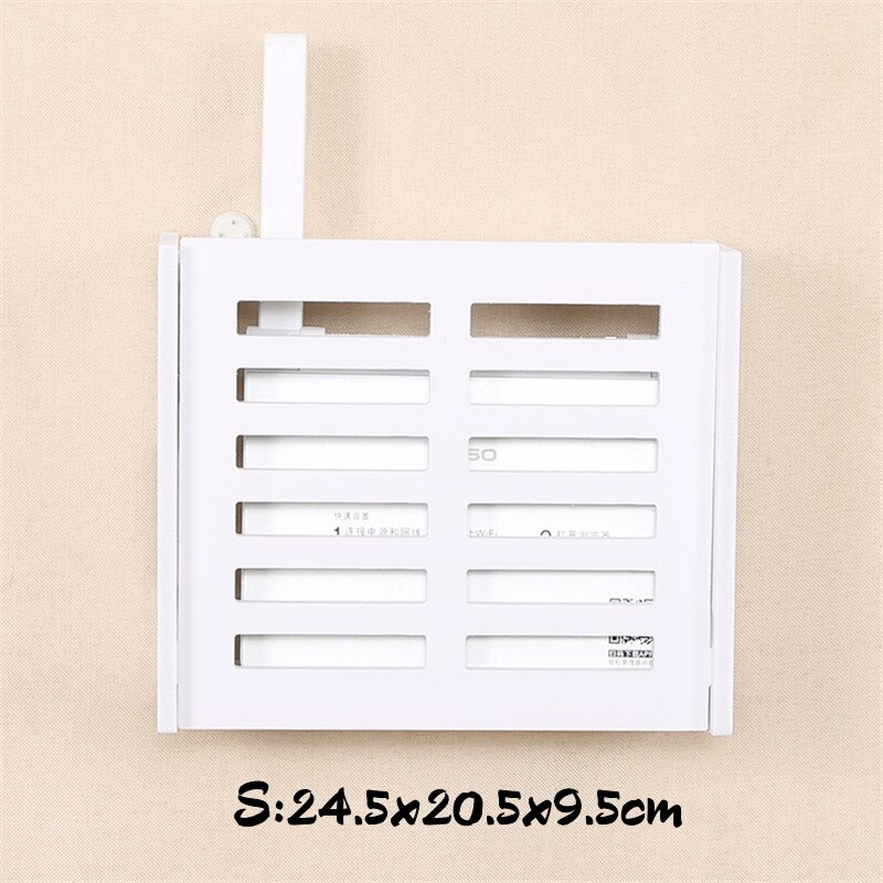 Wifi Router Shelf Wall mount Storage Boxes Cable Power Wire Bracket Storage Box Wood-Plastic Wall Shelf Hanging Plug Bracket Box: S1