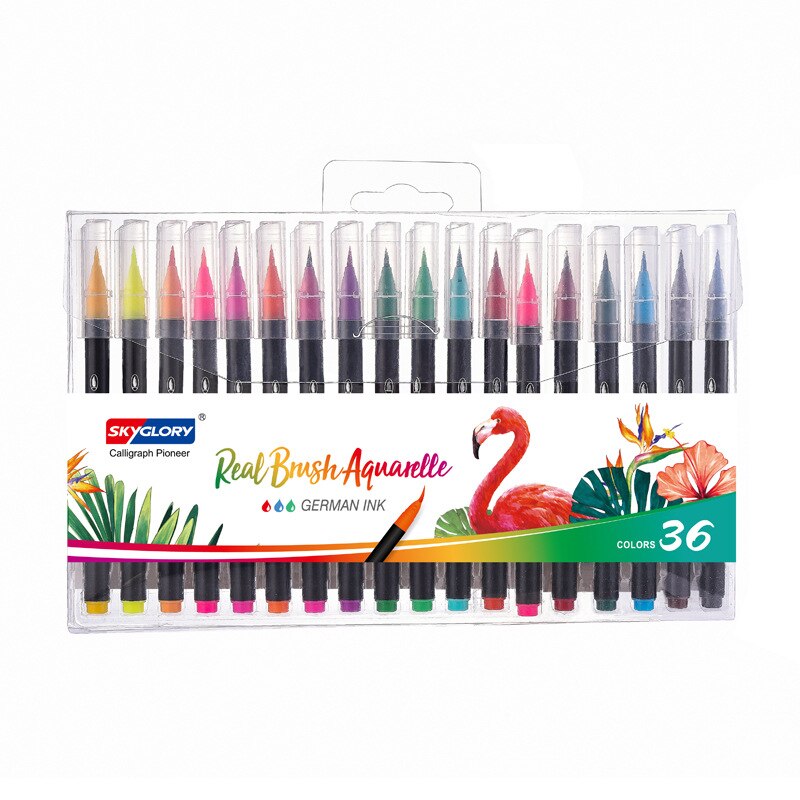 Pincel de punta fina para delinear, 36 colores, suave, para acuarela, punta de fieltro, dibujo, pintura, arte de acuarela, marcadores, escuela