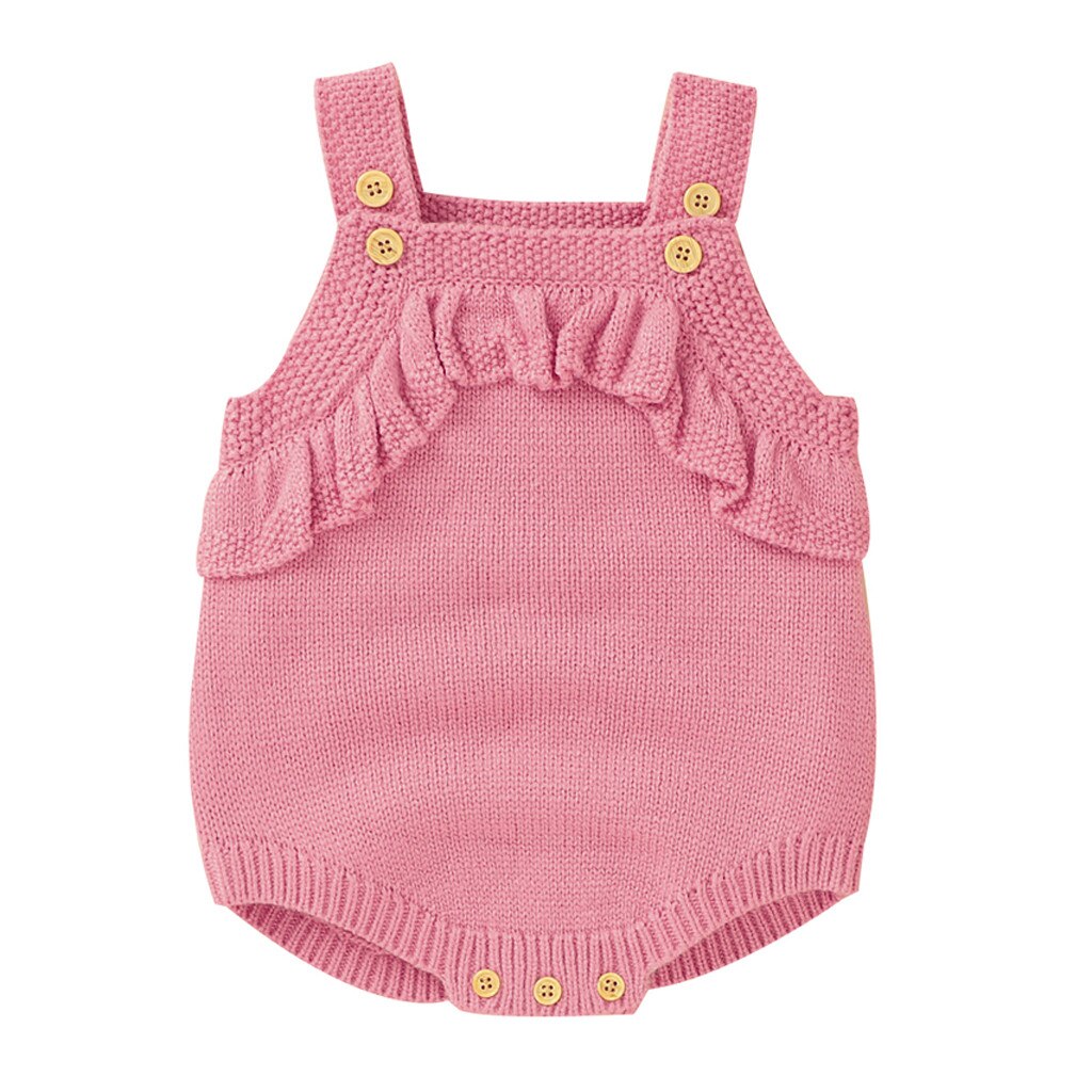 Para recém-nascidos macacão roupas da menina do bebê recém-nascido meninas meninos inverno malha outwear colete plissado camisola macacão bodysuit: Pink / 0-6M