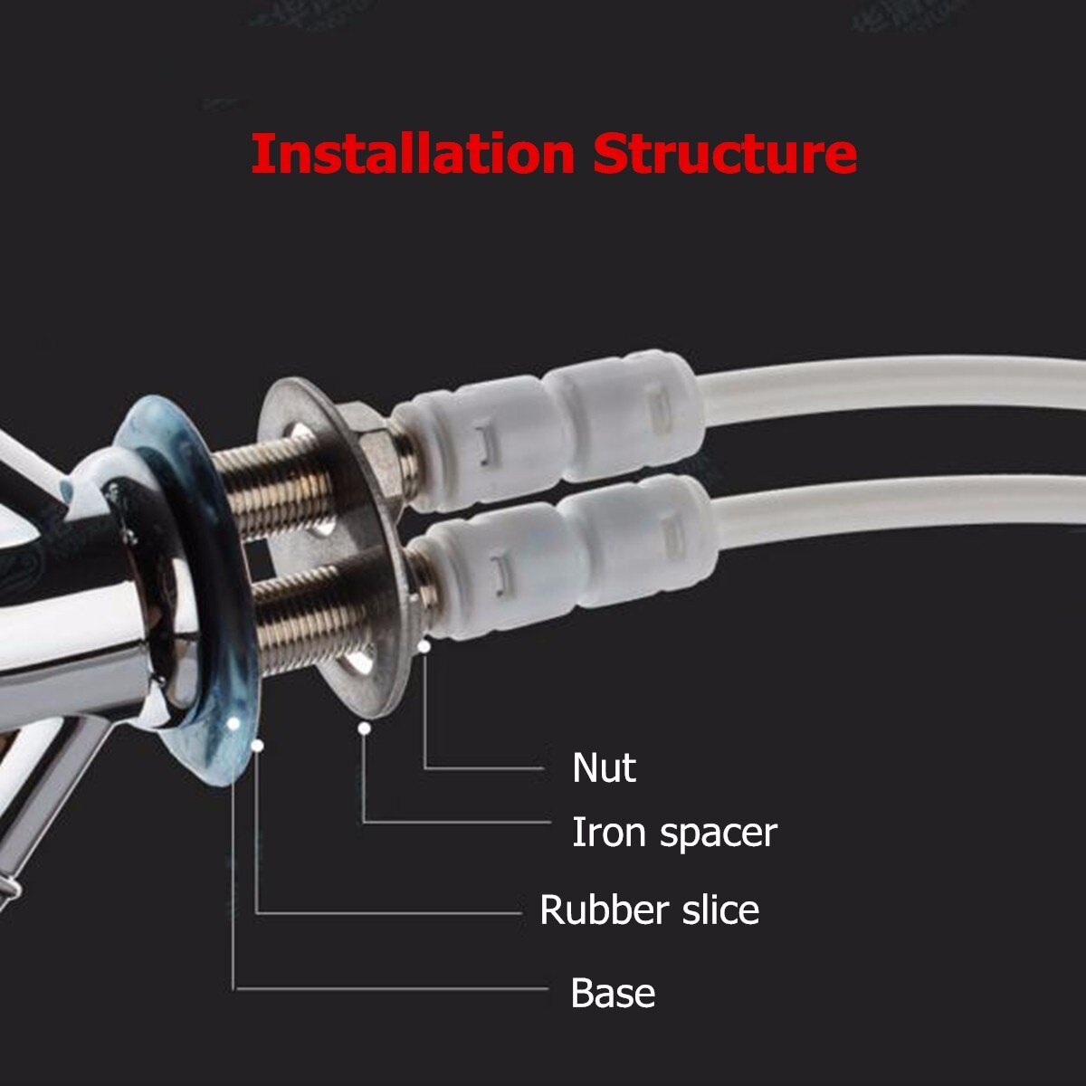 1/4'' Chrome Drinking RO Water Filter Faucet Stainless Steel Finish Reverse Osmosis Sink Kitchen Double Holes Water Intake