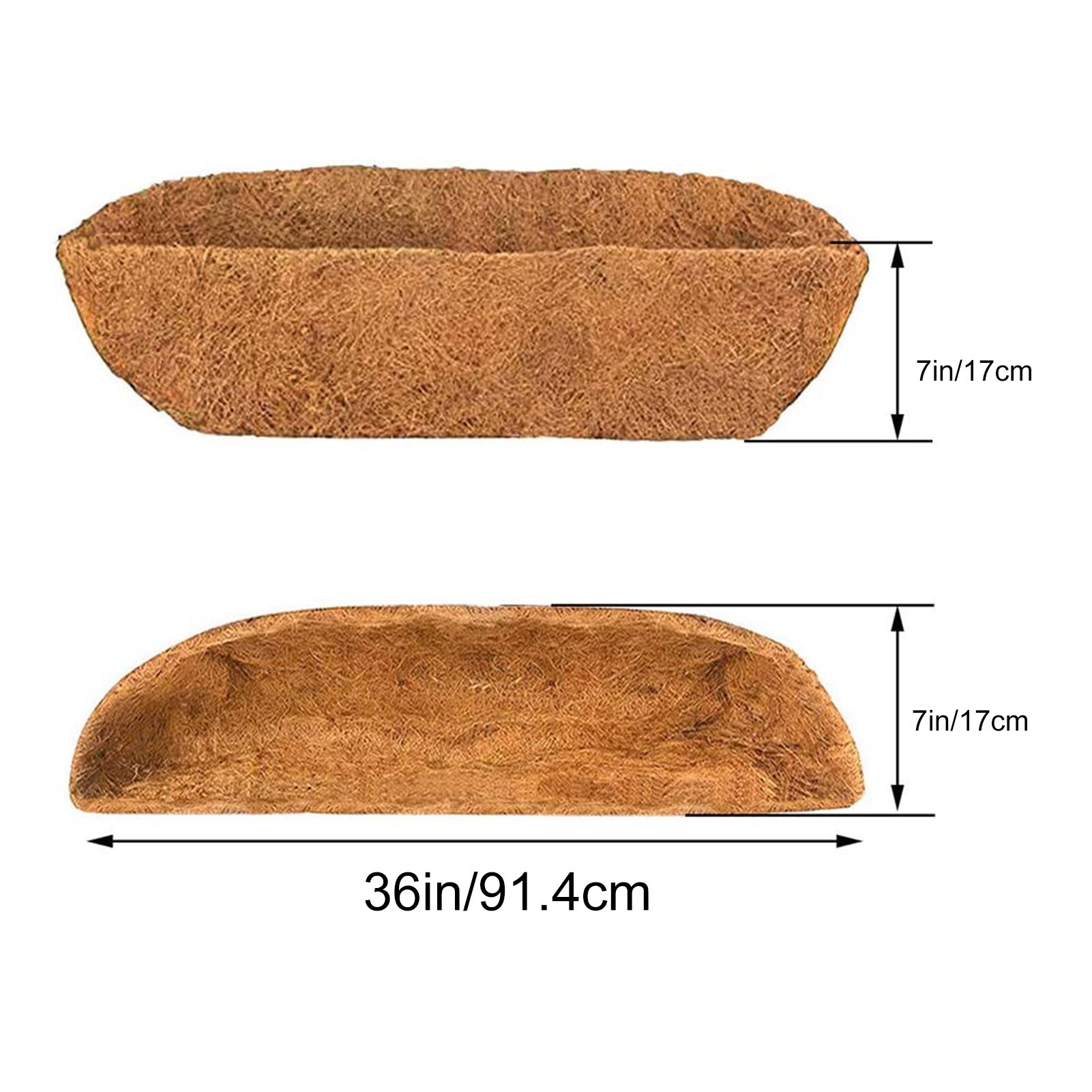4 Sizes Coco Liner Trough Half Moon Shaped Planter Liner for Window Box