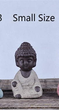 Lille buddha statue munk figur tathagata indien yoga mandala te kæledyr lilla keramik håndværk zakka dekorative keramiske ornamenter: Lille størrelse beige