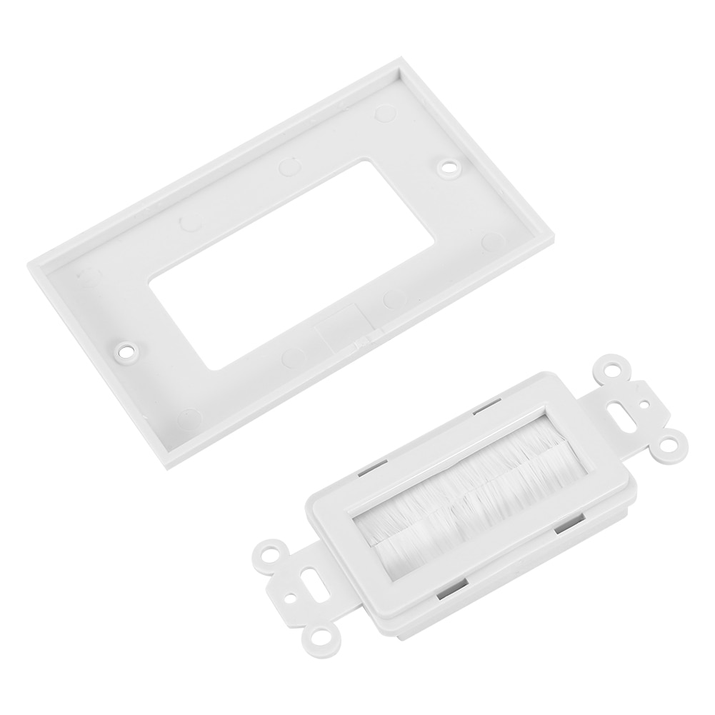 Cable Pass Through Home Single Gang Anti Dust Multifunctional Outlet Mount Panel ABS White Wall Socket Easy Install Brush Plate