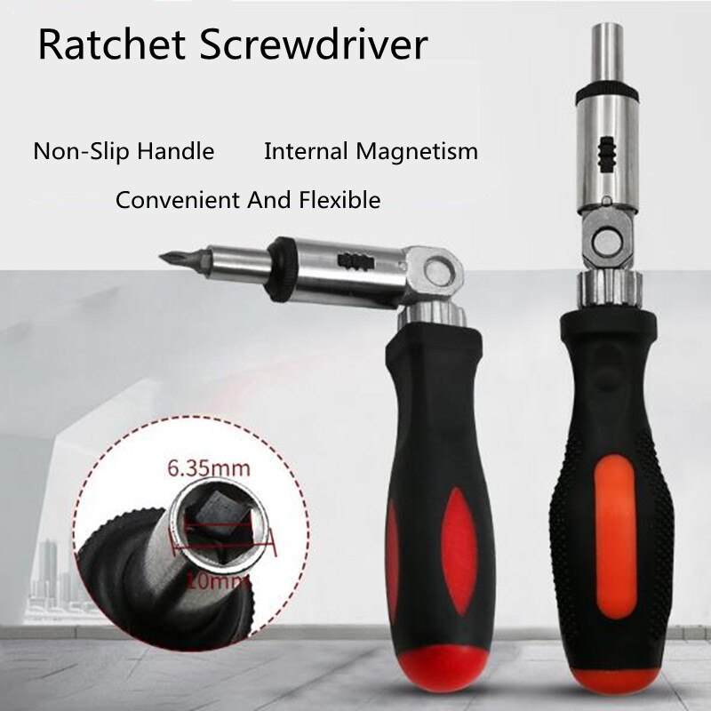 0-180 Degree Ratchet Screwdriver 1/4 Inch Hexagon Socket Portable Variable Angle Screwdriver Can Rotate Left And Right