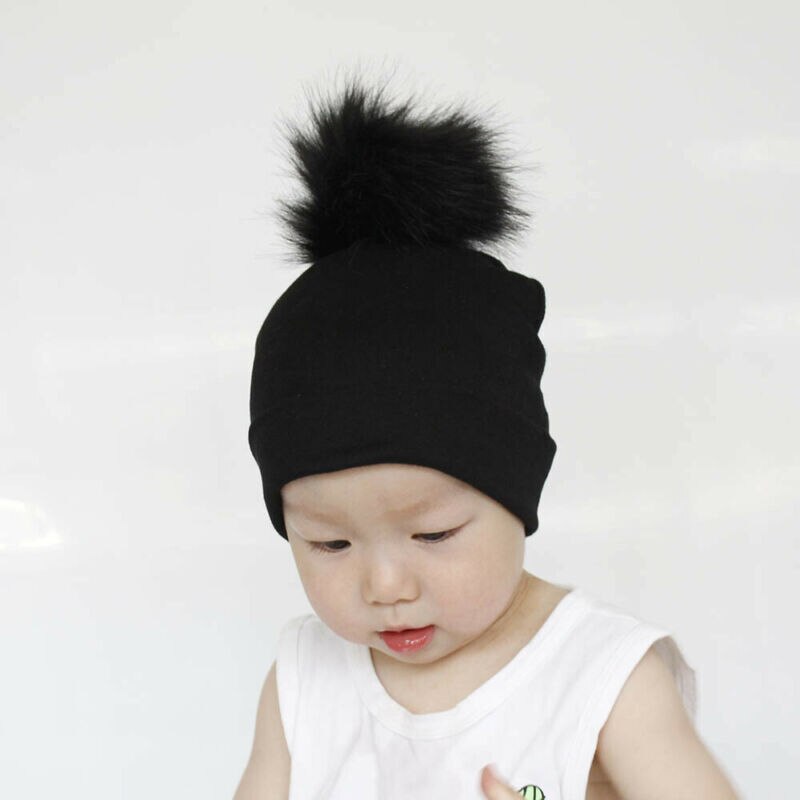 Babyaccessoires peutermeisje en -jongen baby baby winter warm gehaakt brei muts muts zacht effen muts pluizige pompon bal