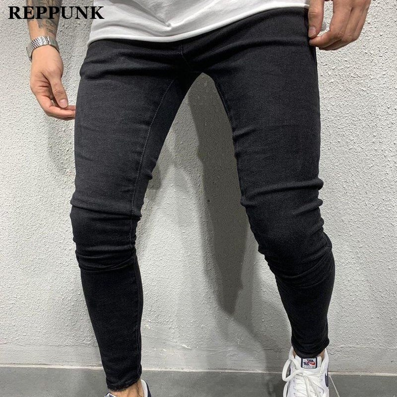 Reppenk , pantalones vaqueros ajustados para hombre, pantalones vaqueros lavados informales para hombre, pantalones vaqueros desgastados para hombre, pantalones negros de talla grande 3XL
