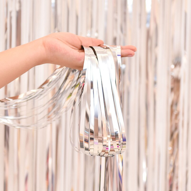 Kwastje Rainsilk Gordijn Wwedding Verjaardagsfeestje Baby Shower Achtergrond Muur 1 Jaar Oude Ballon Kleur Gestreepte Decoratie Benodigdheden