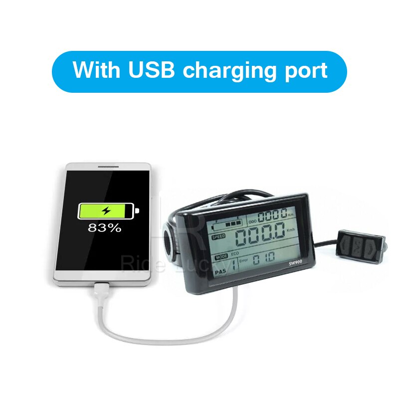 E-ride SW900 USB charge the Phone Speed Digital LCD Display Panel For Electric Bicycle Controller Replacement With USB: SW900 usb charging