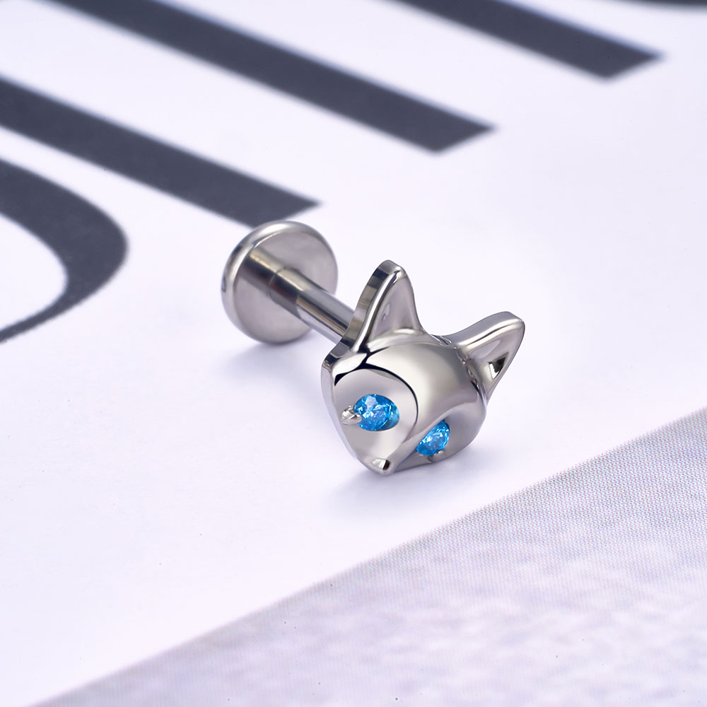 Reines Titan G23 Ohr Wirbel Nagel tränenreich kleine Fuchs Persönlichkeit Hochglänzender Ohrschirm Perforierter Schmuck Ohrnagel Earbone Nagel