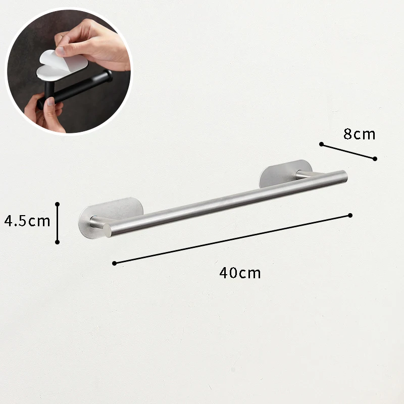 Wall Mount Toilet Towel Paper Holder Adhesive Black Silver Kitchen Roll Paper Stand Hanging Napkin Rack Bathroom Accessories WC: WHITE