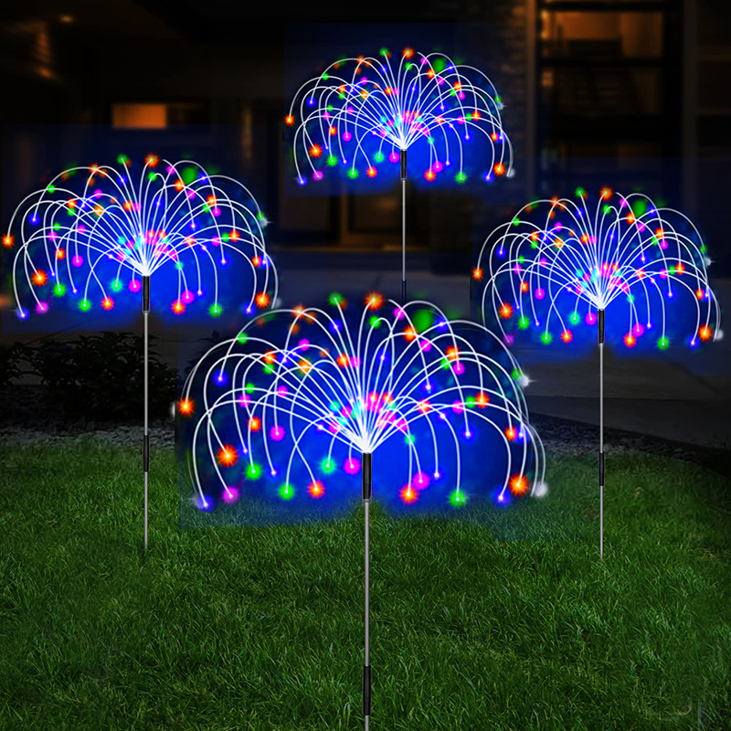 Led Solar Vuurwerk Lamp Buiten Tuin Decor Pad Kerstverlichting Waterdichte Kerst Tuin Balkon Patio Gazon Zonne-Energie Licht: Blauw / 16-20W