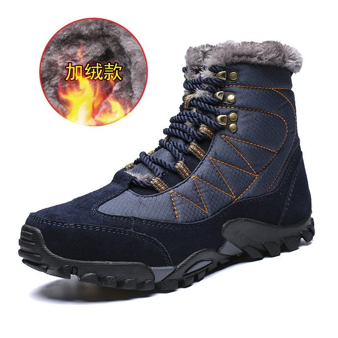 Nouveaux hommes hiver neige bottes décontracté hommes avec des bottes en peluche chaussures pour hommes bottines 39-44: Bleu / 42
