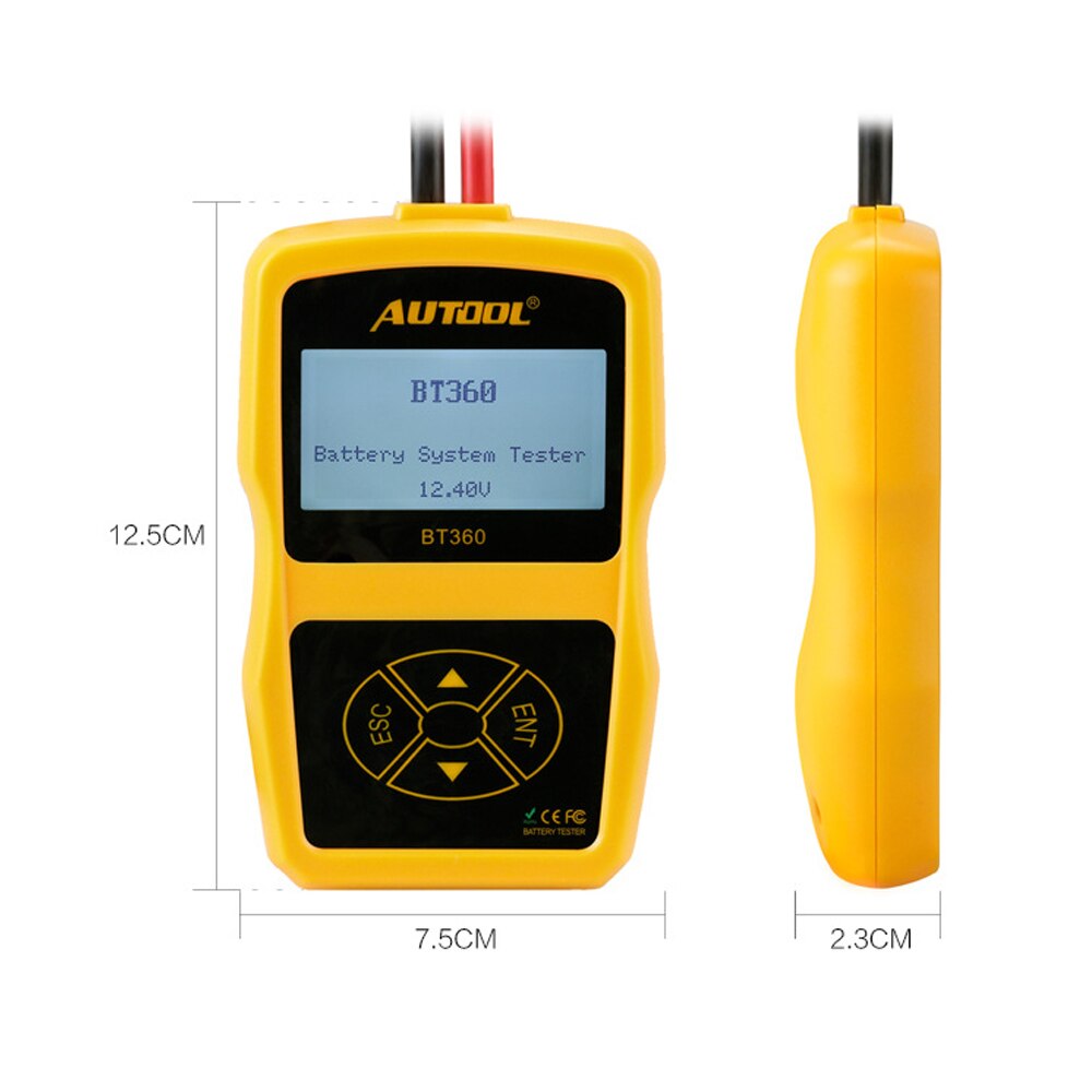 Autool BT360 12V Auto Batterij Tester Diagnostic Tester BT360 Automotive Tester Analyzer Voertuig Zwengelen Opladen Scanner Tool