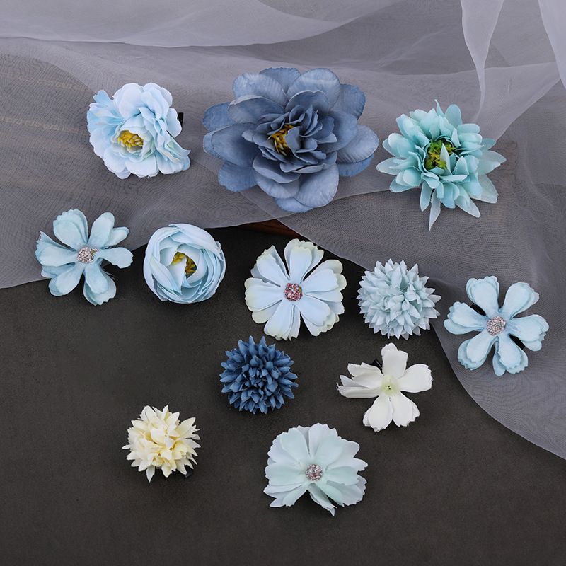 Seidenblumen-einstellen Japan Kimono Haarnadeln seitliche Haarspange Haarspangen japanische süße Chrysantheme Braut Hochzeit Haarschmuck: Rose Gold Farbe