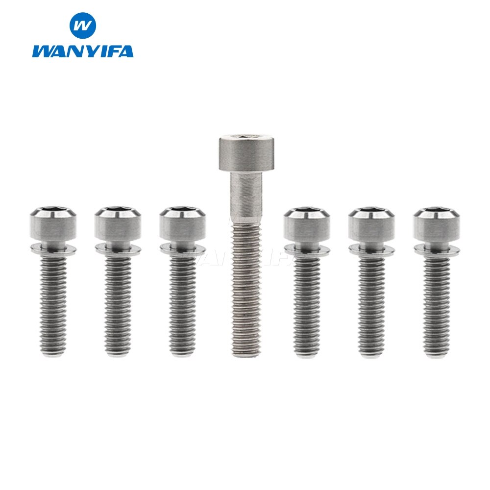 Wanyifa 6Pcs M6x16 18 20 25mm Titanium Bolt with Washers + 1Pcs M6x35mm Column Head Ti Titanium Screws Bolts