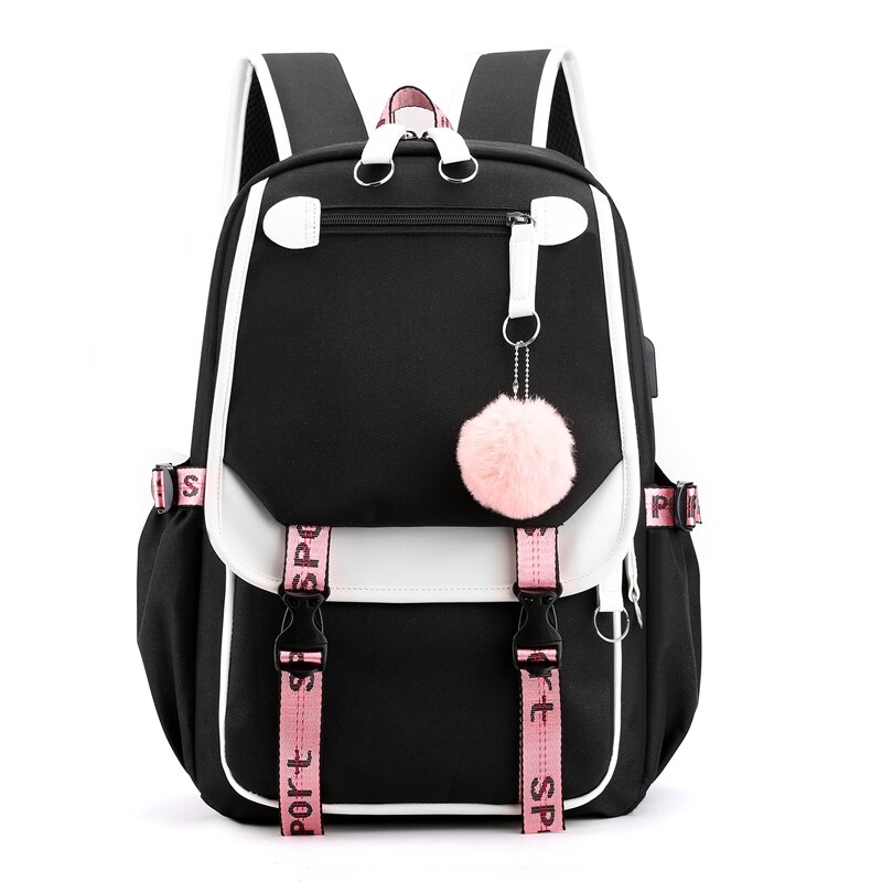 BPZMD Women girls School Backpacks Anti Theft USB Charge Backpack Waterproof Bagpack School Bags Teenage Travel Bag: Style 2