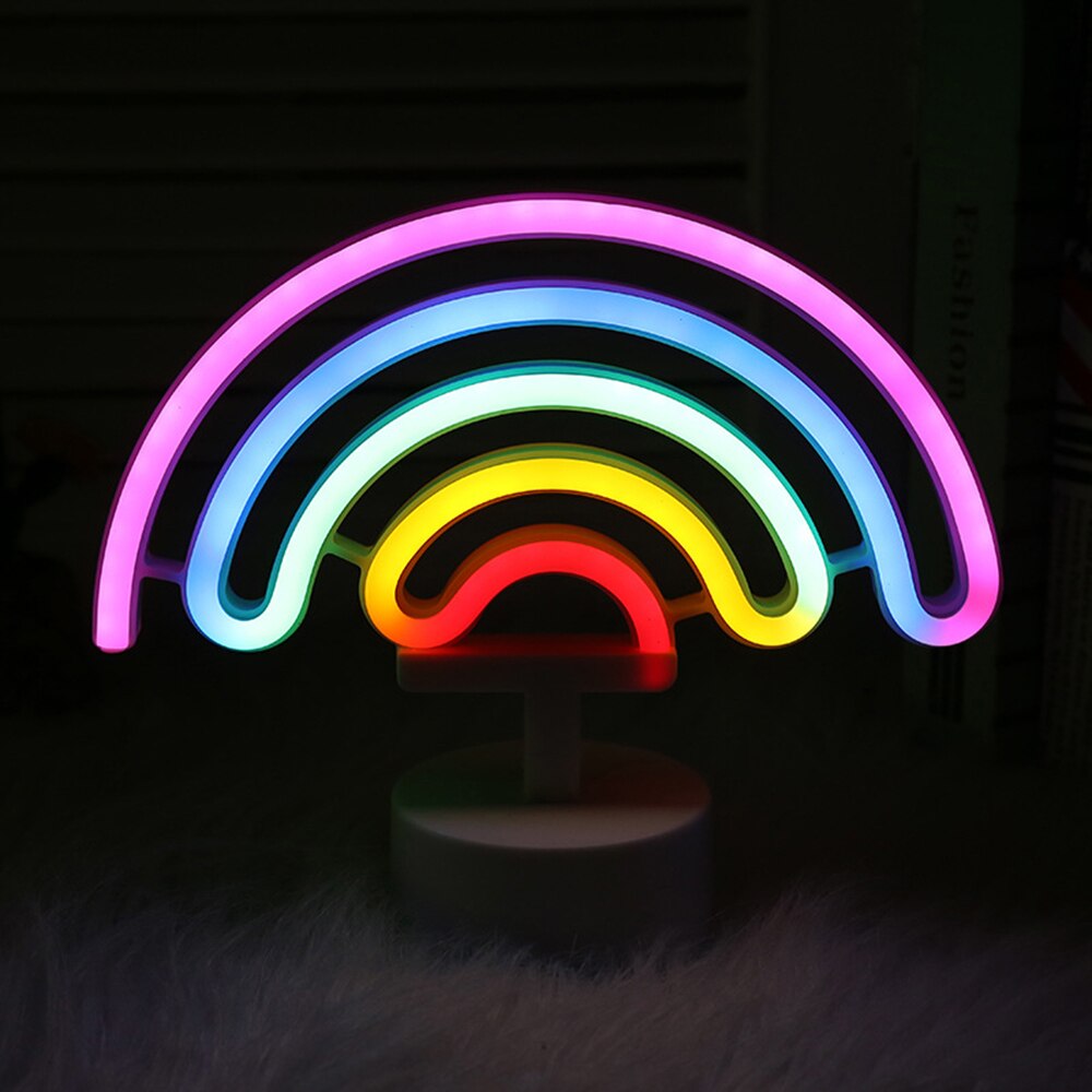 Led Neon Licht Regenboog Lamp 5V Led Verlichting Usb/Batterij Aangedreven Tafel Nacht Lampen Thuis Party Woonkamer muur Decor Voor Kids