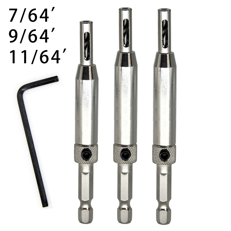 1/3/4/7 peças hss 1/4 ''hex shank autocentrante fechadura da porta dobradiça broca ferramenta de furo piloto 5/64 7/64 9/64 11/64 13/64 1/4 polegadas: Azul
