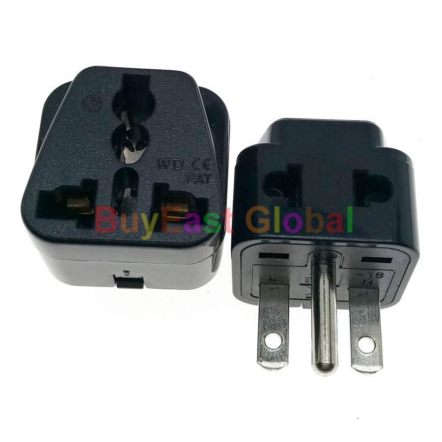 2 IN 1 - US NEMA 6-15P Electrical Plug Adapter 208/220/230/240 Volt Max 10A White / Black