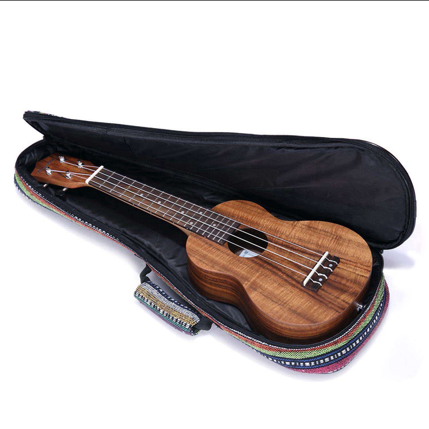 21 tum vadderad bomulls folk bärbar basgitarrväska ukulele fodral box gitarr ryggsäck med dubbel rem