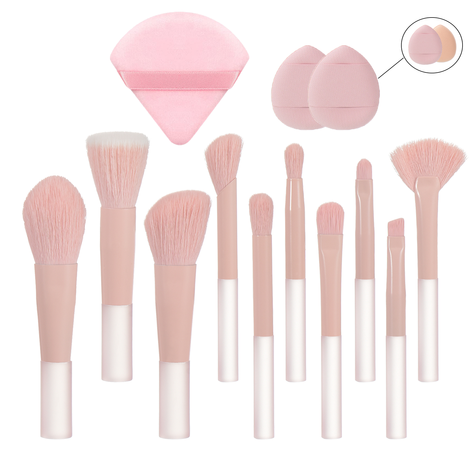 10 Mini brocha de maquillaje negra, herramienta de maquillaje portátil de viaje, esponja de maquillaje, brocha de palma, juego de herramientas de maquillaje: Borgoña