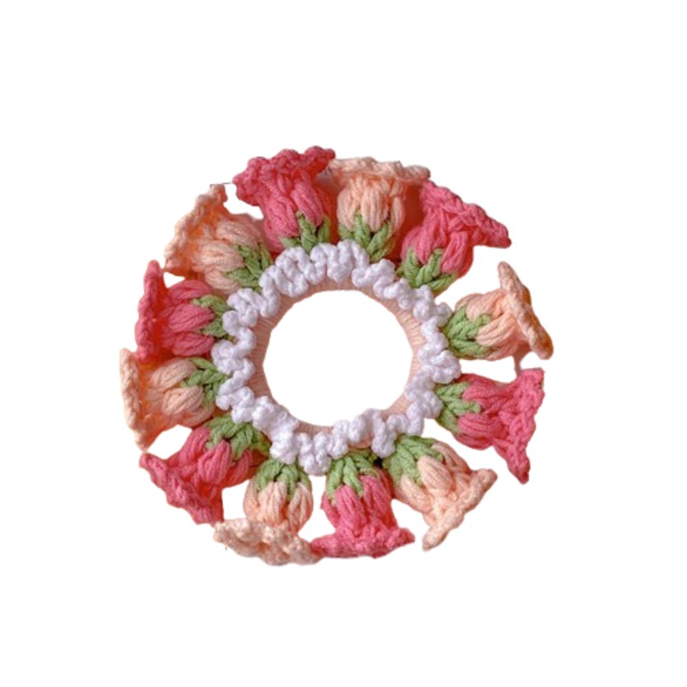 Ręcznie Robione Szydełkowe Kwiaty Dziane Gumki robić Włosów Nakrycia Głowy dla Kobiet Wiosna Lato Flores Convallariae Opaska robić Kucyka Akcesoria robić Włosów: BŁĘKITNA