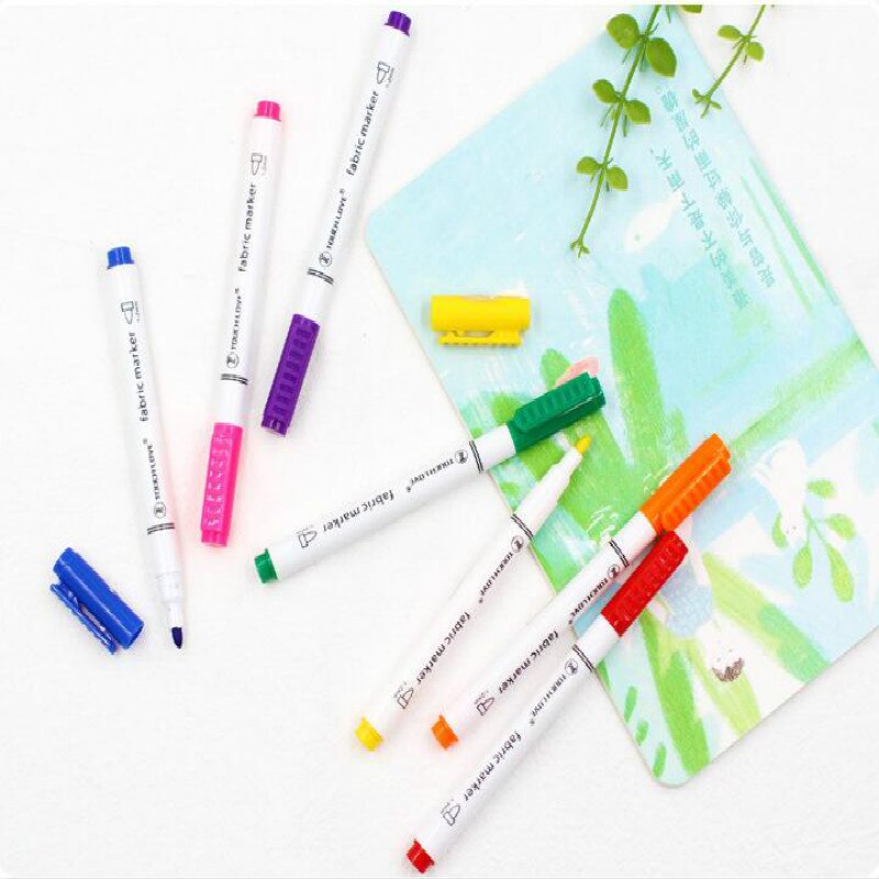 8pcs/Set Clothes Textile Marker Fabric Paint Pen DIY Crafts T-shirt Pigment Painting Pen School Home Stationery Graffiti Supply