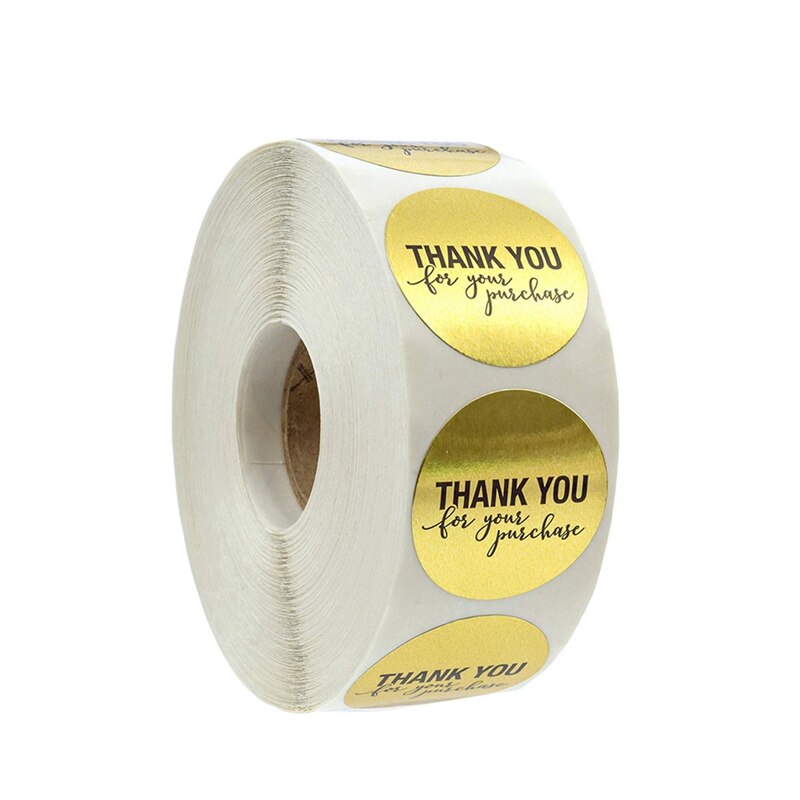 500 Stickers 2.5cm Small Gold Foil Thank You Stickers Heart Shape Adhesive Business Labels Decorative Sealing Labels: C