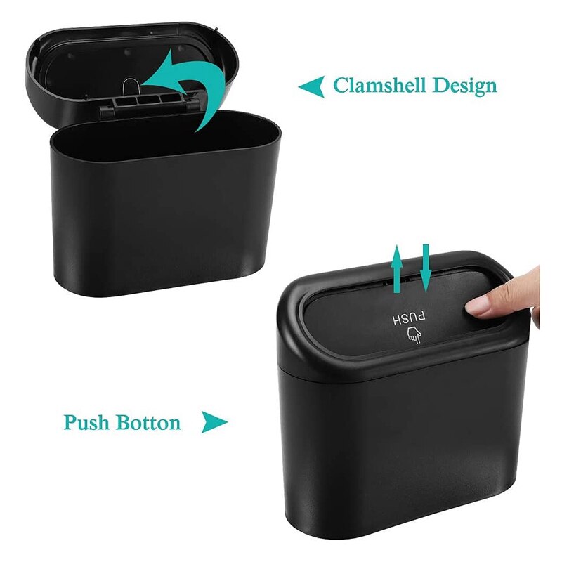 Car Trash Can with Lid Mini Vehicle Trash Bin Car Dustbin Garbage Organizer Automotive Garbage for Auto Cars, Home