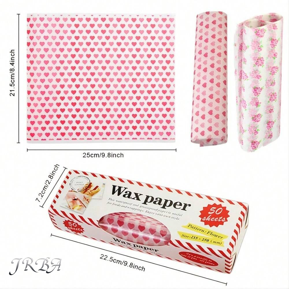 50 Stück Wachspapier, Lebensmittelverpackungspapier, fettdichtes Backseifen-Verpackungspapier, Sandwich, Hamburger, Lebensmittel, Süßigkeiten, fettdichtes Wachspapier