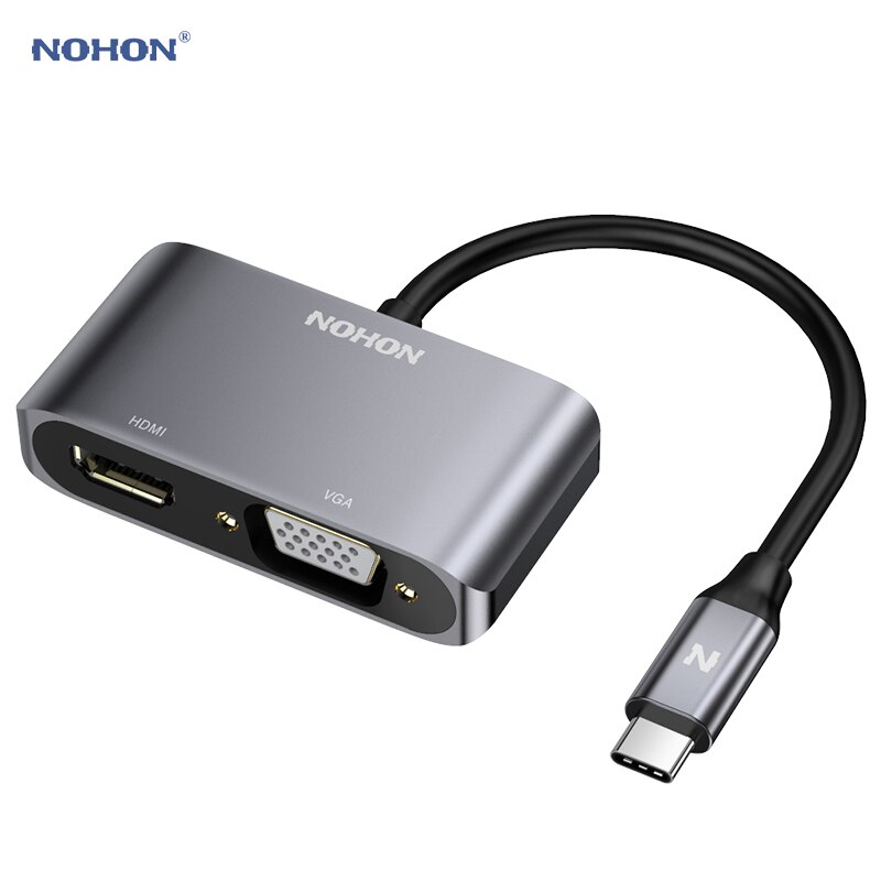 Nohon – HUB USB type-c vers HDMI et VGA, adaptateur pour MacBook, Samsung Galaxy S9/Note 9, Huawei P20 Pro, Mate 20 X Pro, ordinateur portable