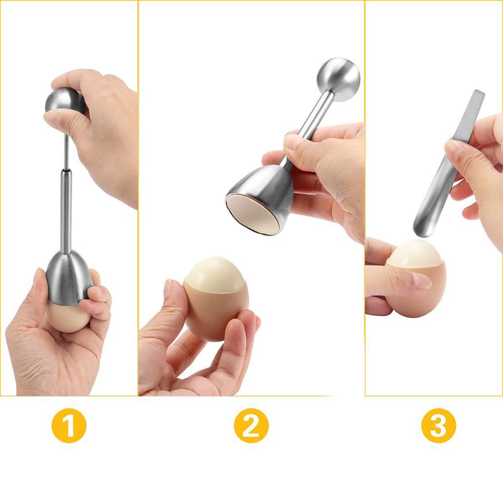 5Pcs Stainless Steel Raw Egg Shell Topper Kit Egg Cups Egg Opener Knocker Tool Kit