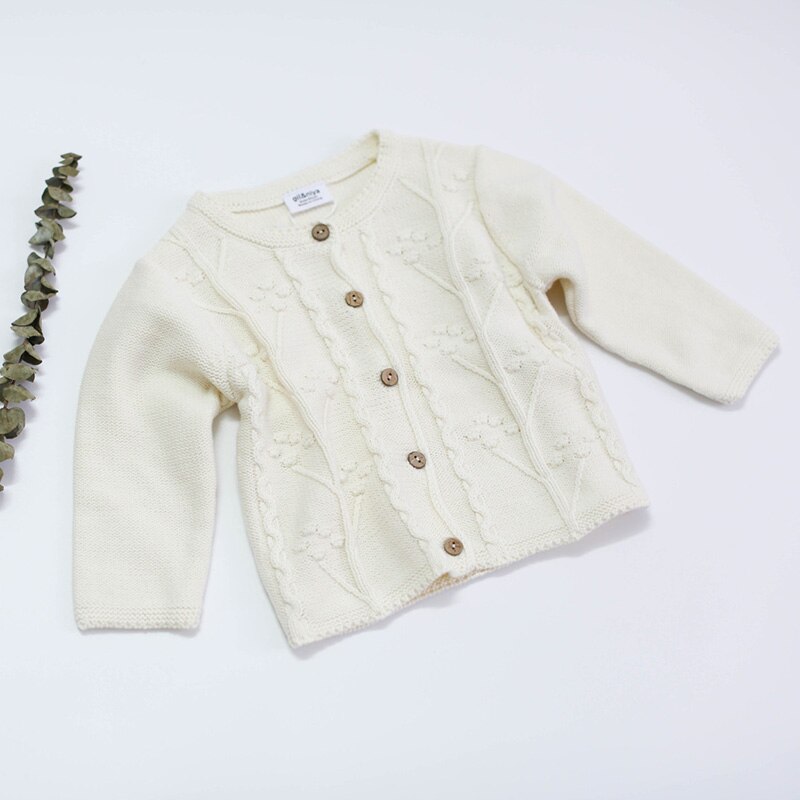 Herfst baby meisjes vest trui kinderen casual warme jas baby effen kleur geborduurde kleding jas 0-24m
