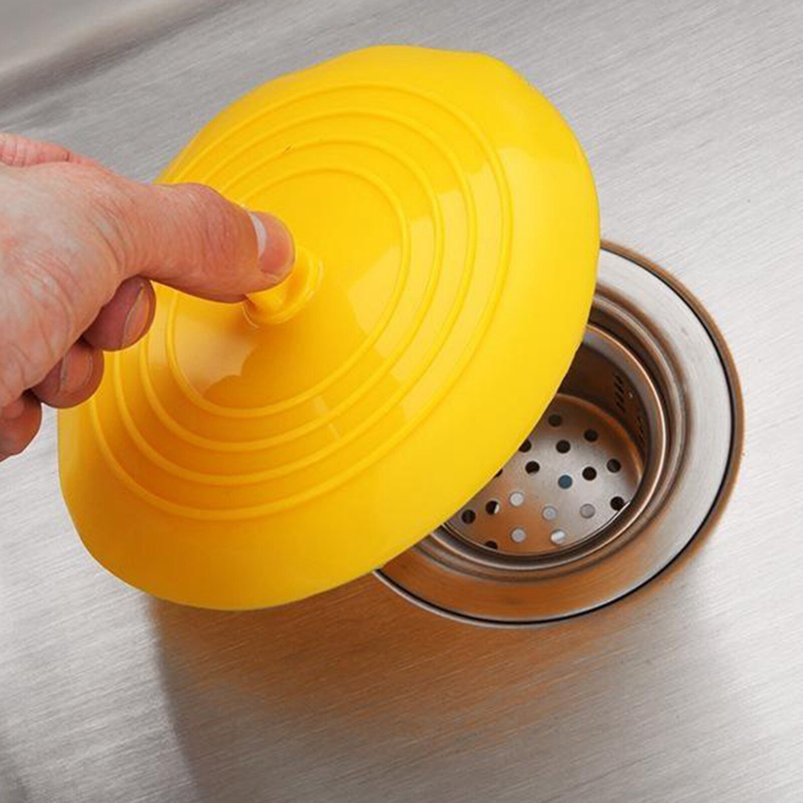 Badkuip Drain Stopper Siliconen Bad Drain Stopper Plug Cover Voor Badkamer, Vloer Drains En Keuken: Yellow