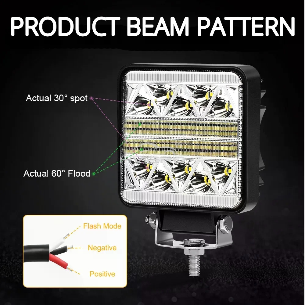 Auto Werklamp Bar 102W 10LED Wit 12v Motorfiets Grootlicht Fog Offroad Pickup ATV 4WD SUV Truck lamp Exterieur Modificatie