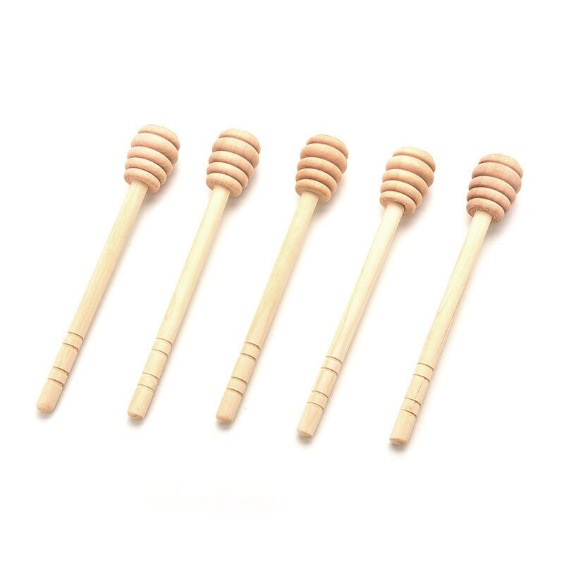 Houten Mini Bee Honing Dipper Stirrer Draagbare Muddler Houten Roeren Stok Staaf Lepel