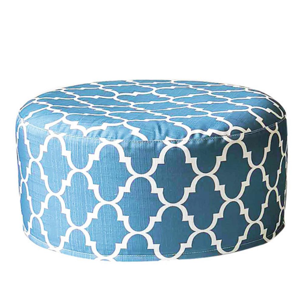 Inflatable Foot Stool Bean Bag Sofas Portable Round Foot Rest Pillow With Seat Cover Inflatable Foot Pad For Travel Home Office: Sky Blue