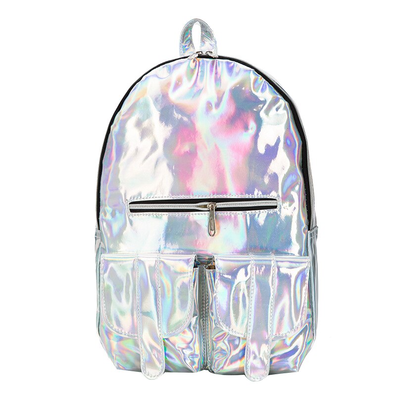 Mochila feminina moda hip-hop escola para meninas legais adolescentes: White