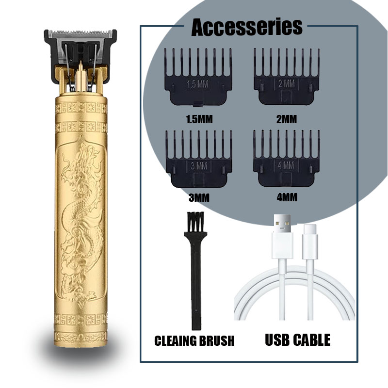 Cortadora de pelo eléctrica T9, recortadora de barba inalámbrica USB, Kit de aseo, Máquina para cortar cabello para estilistas: Oro