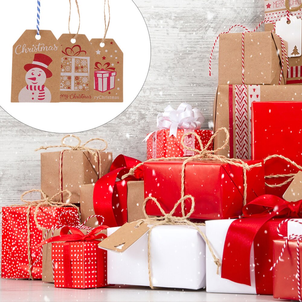 SMELEYOU Kerst kinderen Gift Tags Xmas Kraft Papier Opknoping Labels