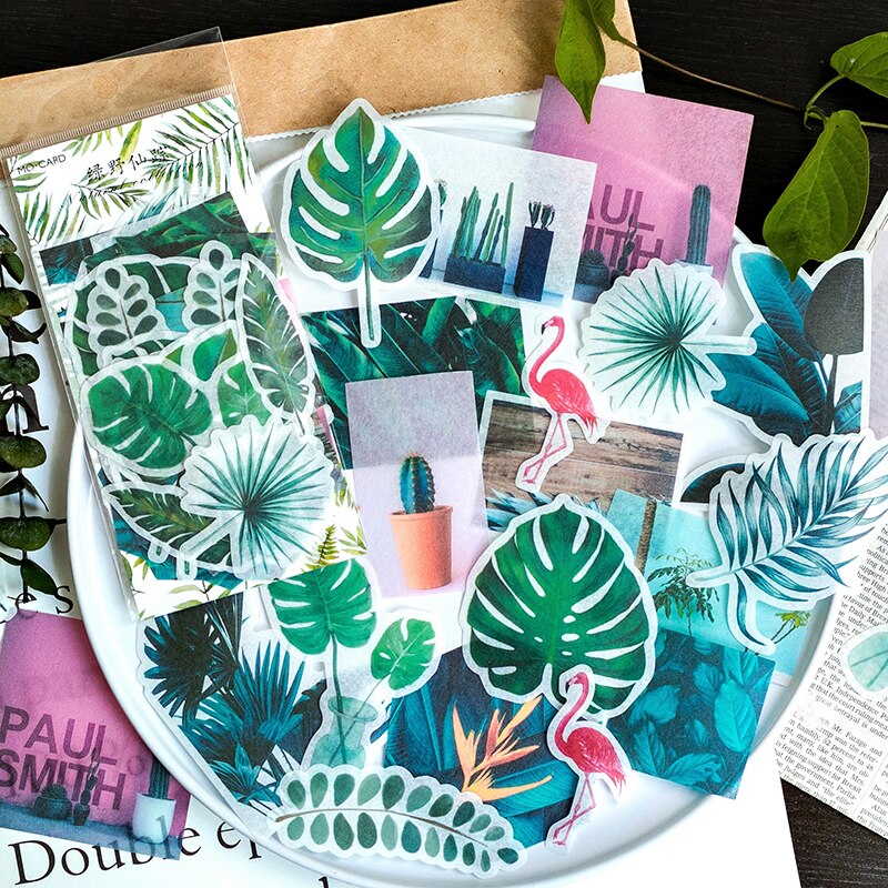12 set/1 lot Stationery Stickers Paper Natural leaves Diary Planner Decorative Mobile Stickers Scrapbooking DIY Craft Stickers: LuYeXianZhong