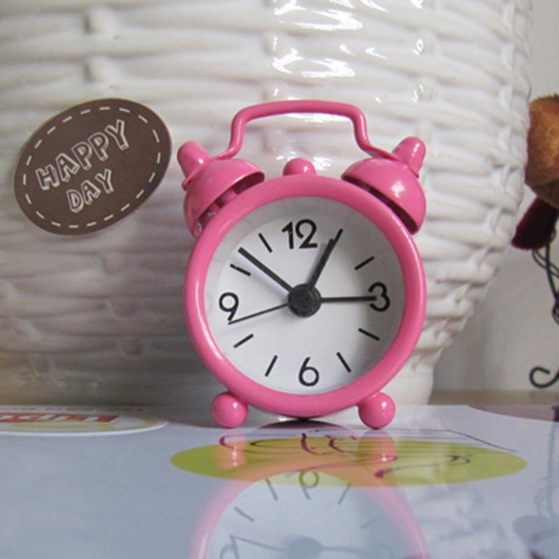 Retro Portable Cute Mini Cartoon Alarm Clock Round Number Double Bell Desk Table Digital Clock Home Decor: 7