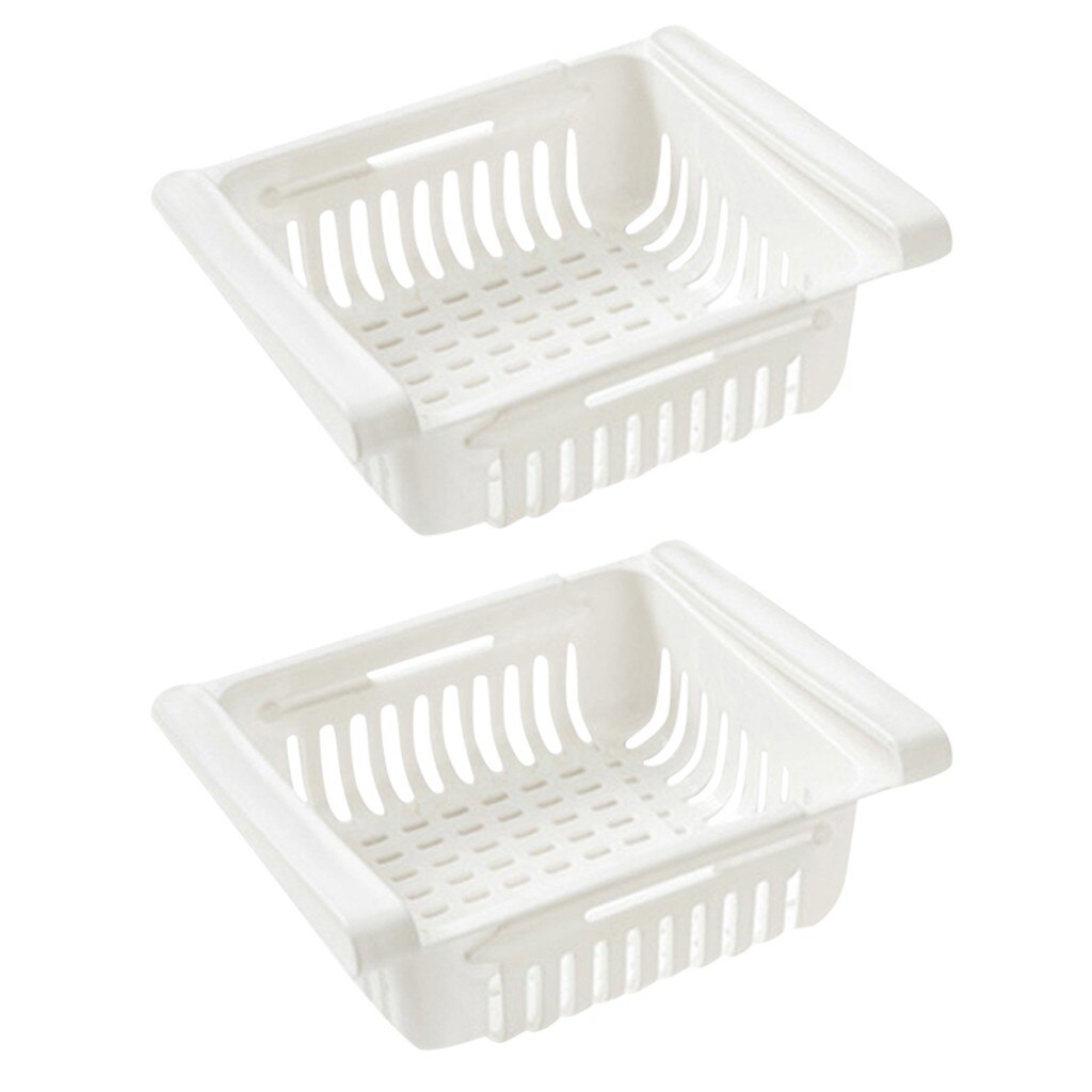 20# 2 Pcs Refrigerator Storage Drawer Box Pull-out Food Organizer Holder Drawesr Shelf Proper Home Organization Boxes: White 