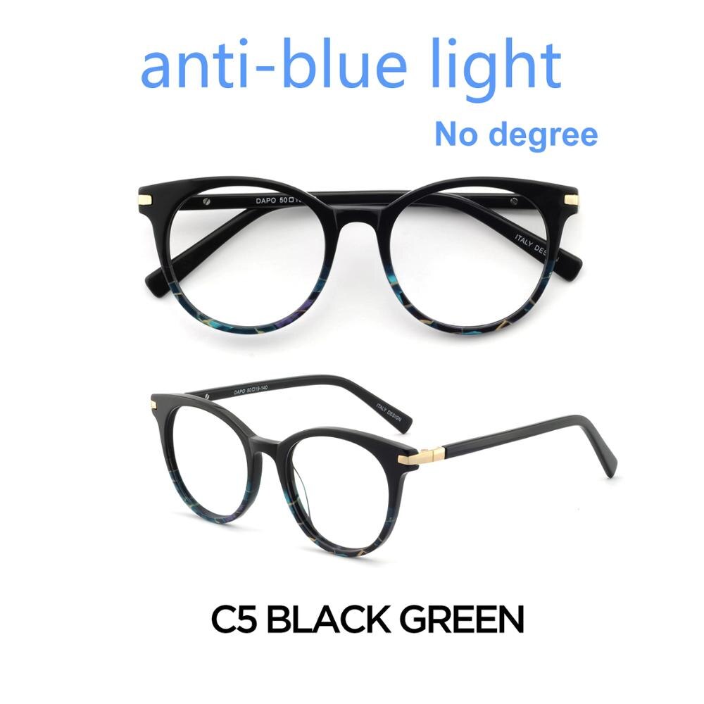OCCI CHIARI Computer Glasses Frame Blue Light Glasses Round Eyeglasses Woman Transparent lens Myopia Eyewear Optical Spectacles: C5A