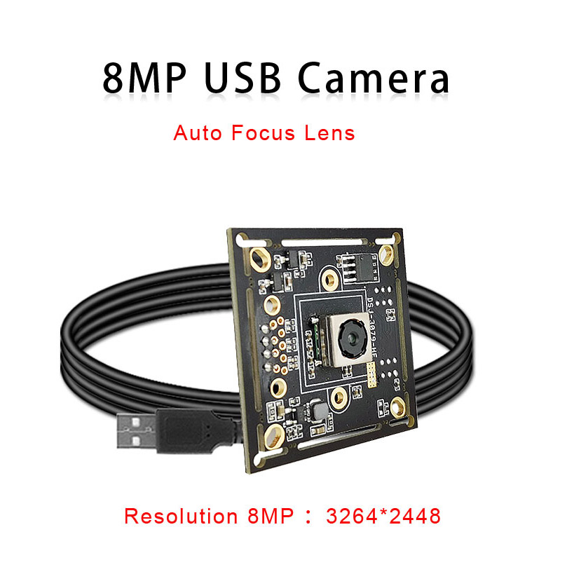 8MP Autofocus USB2.0 Camera with IMX179 Sensor Support UVC OTG Plug and Play 100 Degree No Distortion Lens 4K USB Video WebCam: WHITE