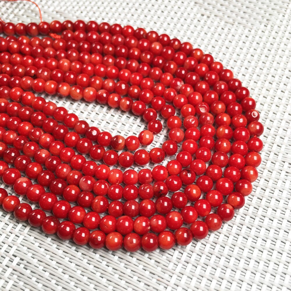 Cuentas redondas de Coral rojo, abalorio de Coral de piedra Natural, cuentas sueltas, cuentas de aislamiento para fabricación de joyería, pulsera, collar DIY de 2, 3, 4, 5 y 6mm