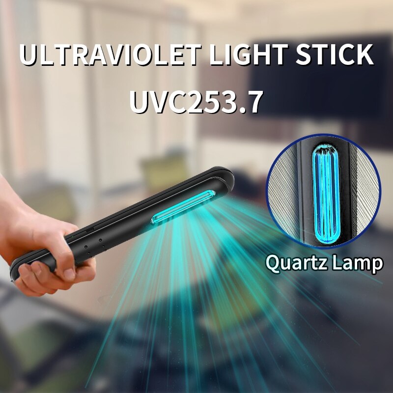 Bærbar uvc ultraviolet lampe håndholdt stang husholdnings uv desinfektion stick usb opladning håndholdt